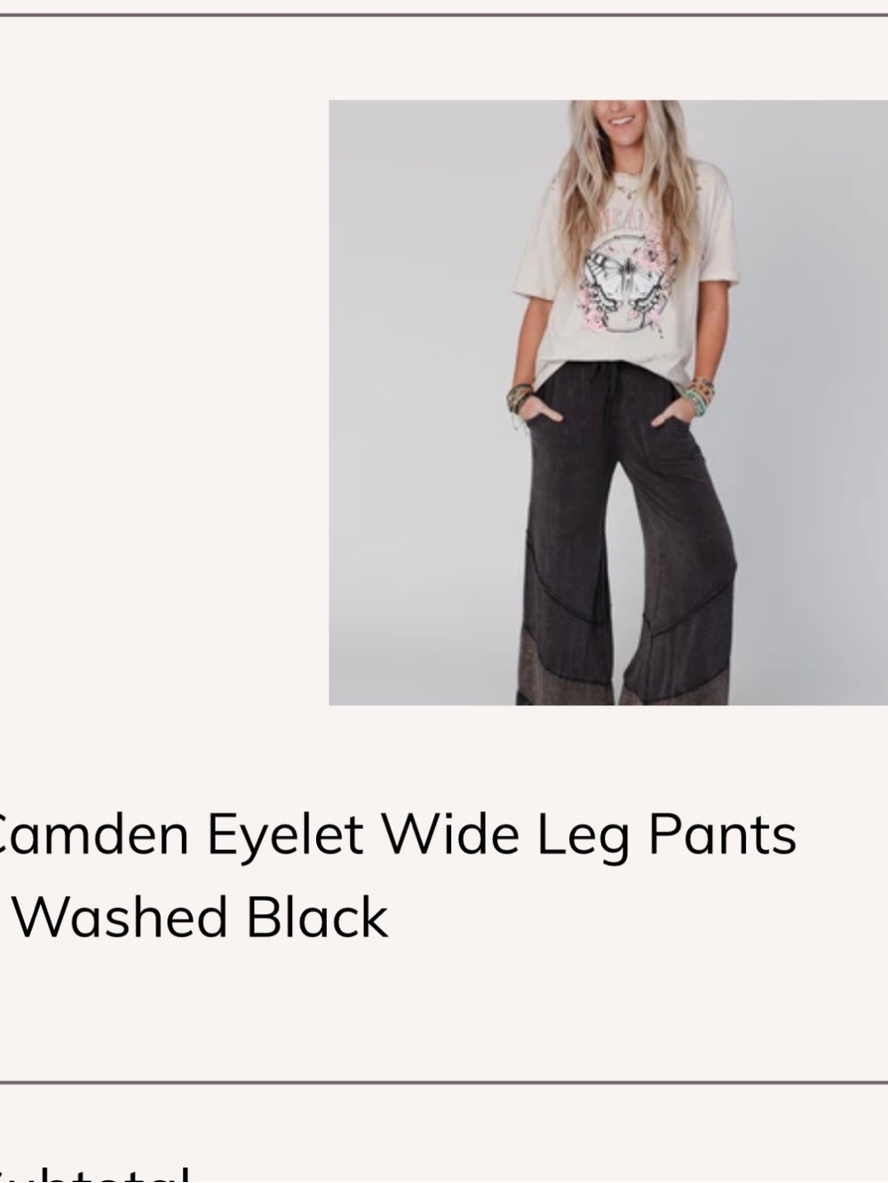 Three Bird Nest Camden Eyelet Wide Leg Pants - Washed Black